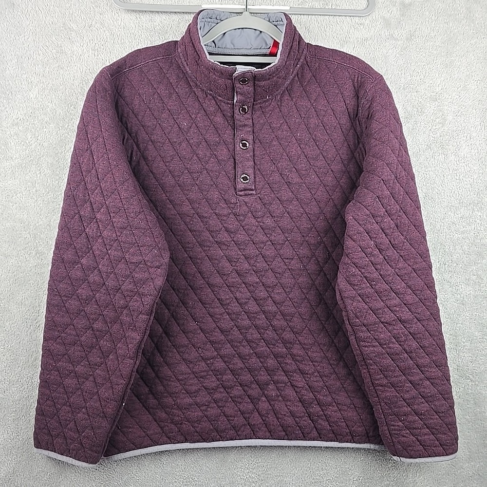 Mountain And Isles 1/4 Snap Quilted Womens XXL Purple Pull Over Sweater Flaw